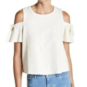 Madewell Women's Ivory Skylark Textured Cold Shoulder Blouse Size S